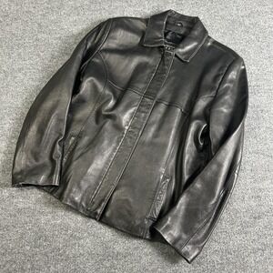 Leather Limited Jacket Womens 2XL Black Leather Full Zip Coat Lined Classic